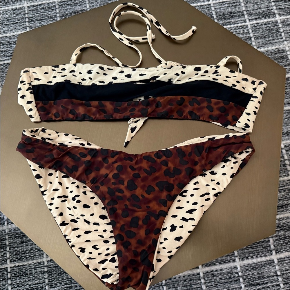 PQ Swim Leopard Print Bikini in Black and Brown